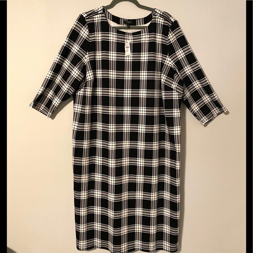 Black and White Plaid Shift Dress by Talbots